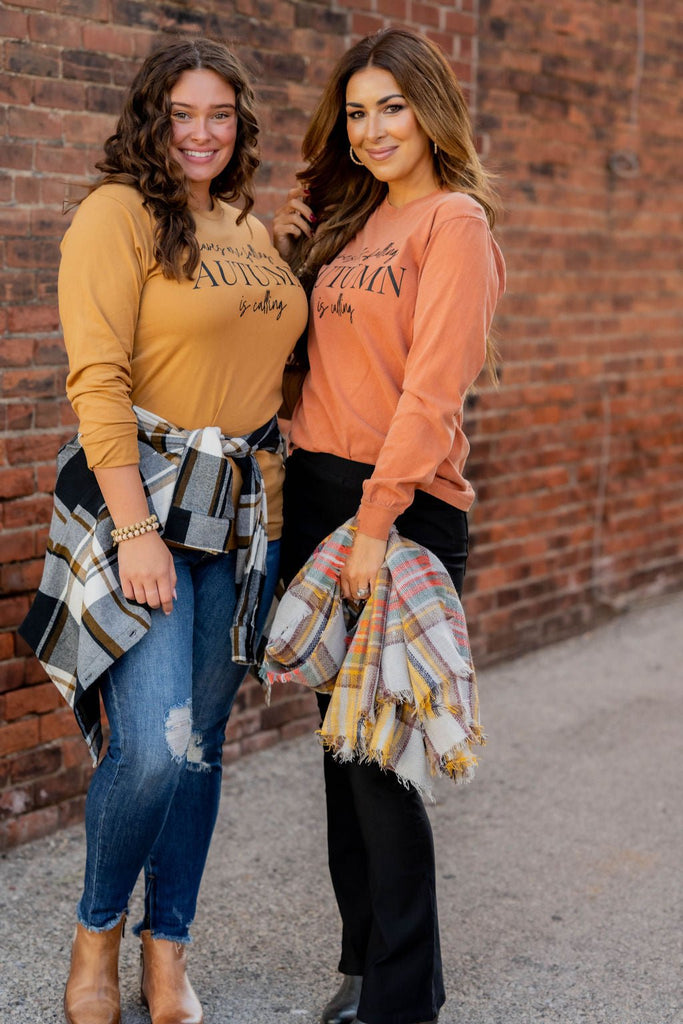 Autumn Is Calling Long Sleeve Tee - Betsey's Boutique Shop -