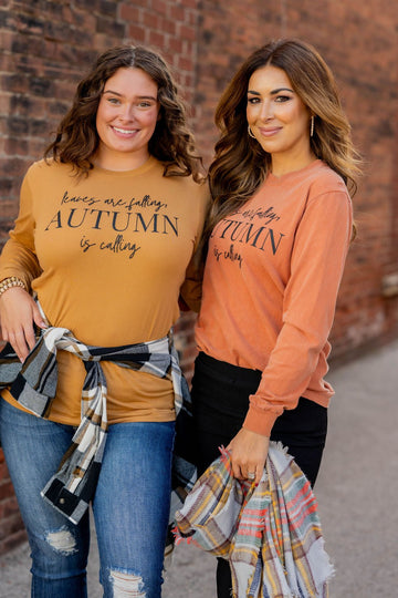 Autumn Is Calling Long Sleeve Tee - Betsey's Boutique Shop -