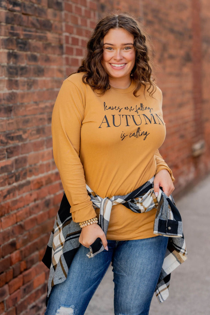 Autumn Is Calling Long Sleeve Tee - Betsey's Boutique Shop -