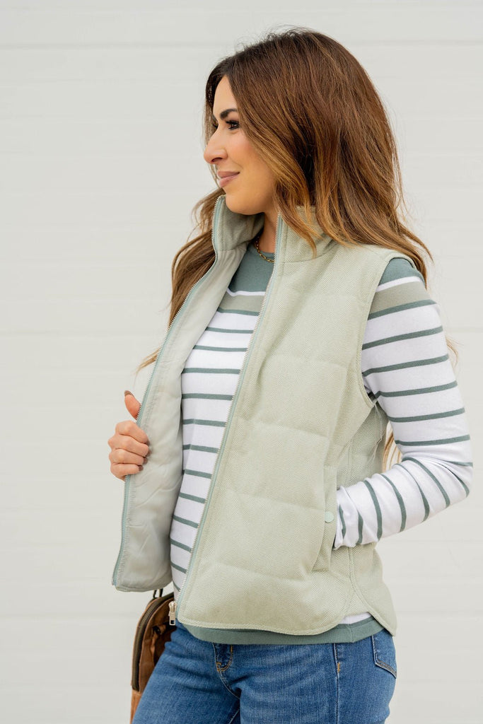 Chevron Puffer Vest - Betsey's Boutique Shop -