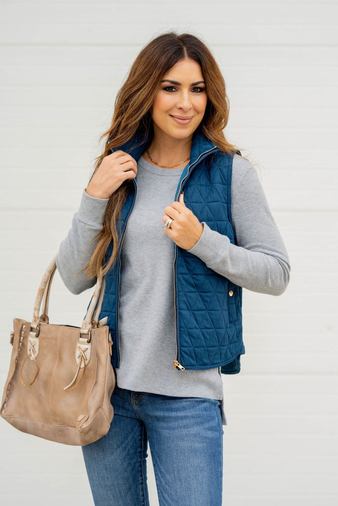 Triangle Quilted Puffer Vest - Betsey's Boutique Shop -