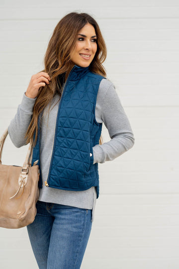 Triangle Quilted Puffer Vest - Betsey's Boutique Shop -