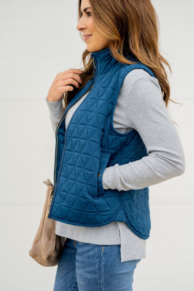 Triangle Quilted Puffer Vest - Betsey's Boutique Shop -