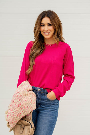 Woven Textured Sweatshirt - Betsey's Boutique Shop -