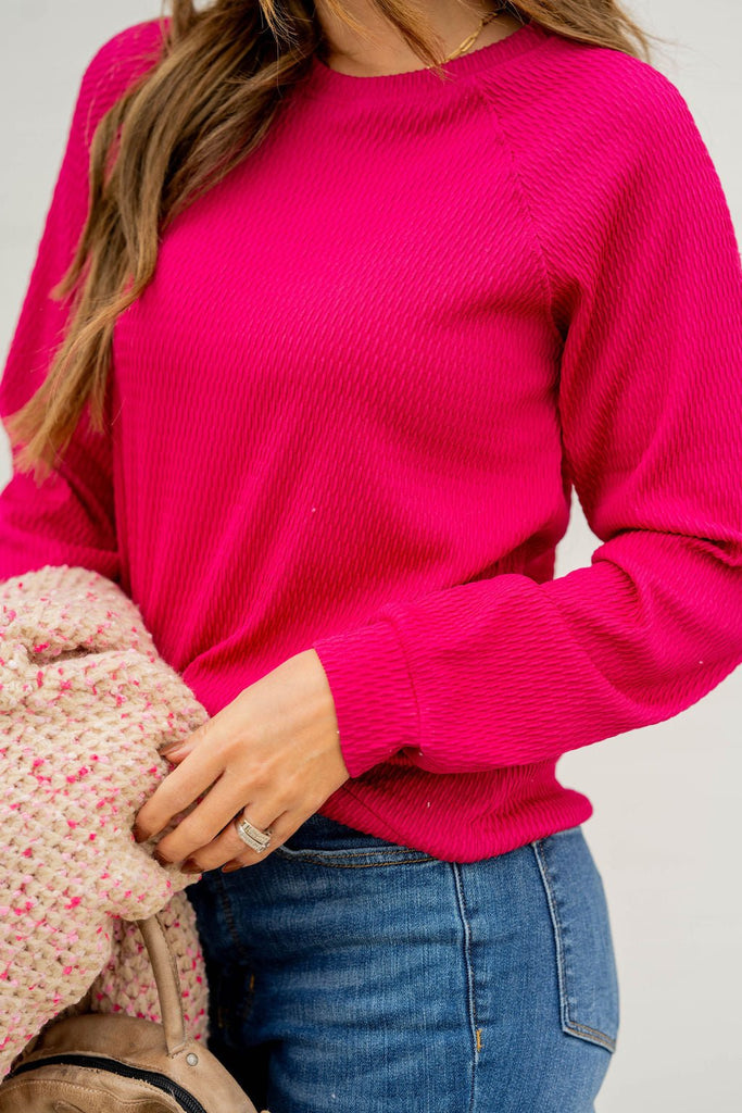 Woven Textured Sweatshirt - Betsey's Boutique Shop -