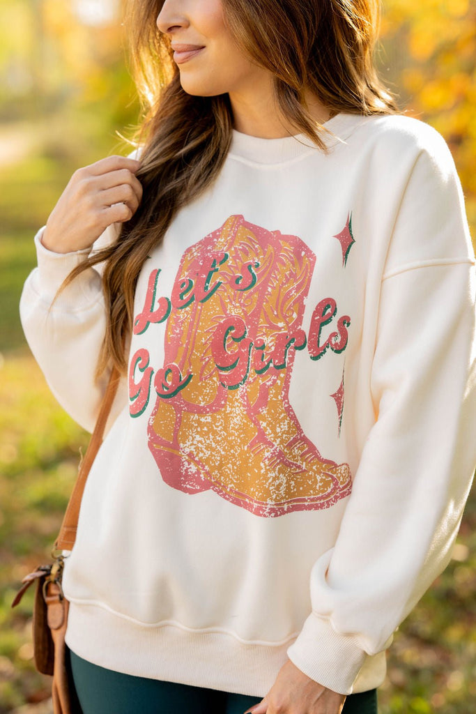 Let's Go Girls Graphic Crewneck - Betsey's Boutique Shop -