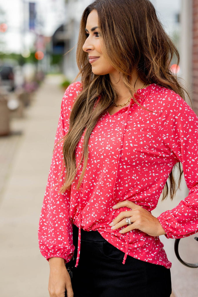 Confetti Tie Top Blouse - Betsey's Boutique Shop -