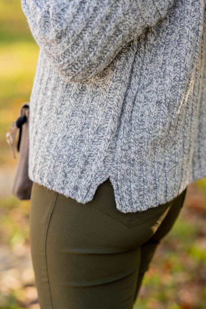 Perfectly Heathered Mock Neck Sweater - Betsey's Boutique Shop -