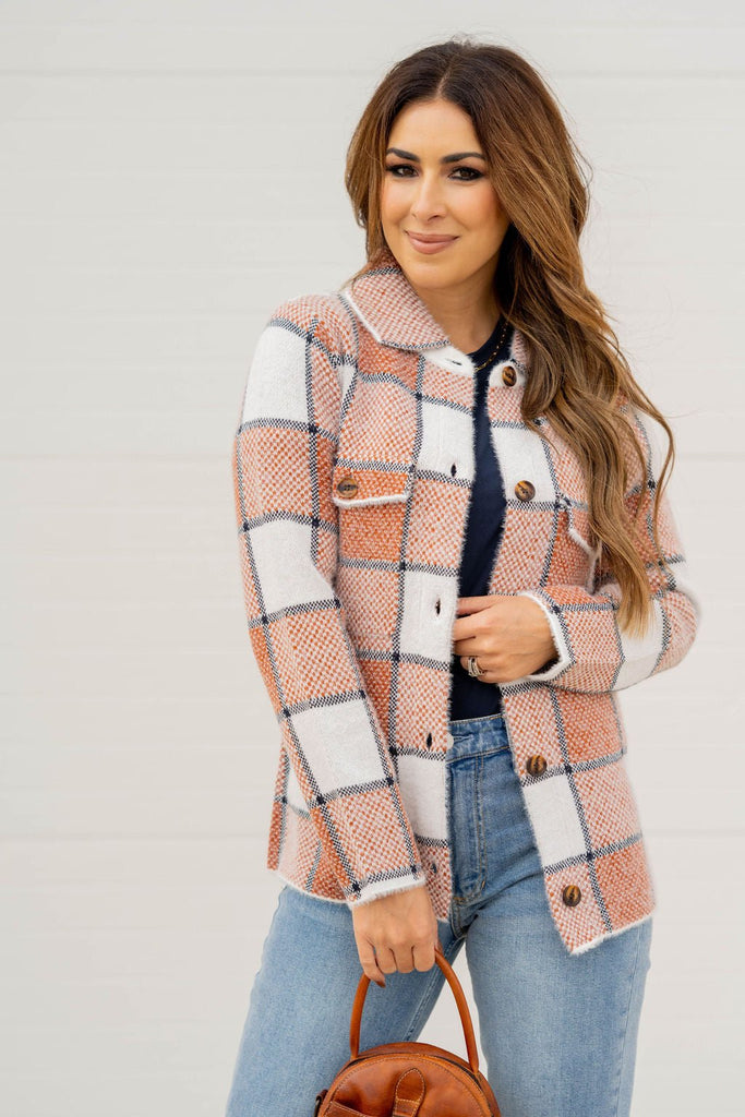 Large Plaid Fuzzy Shacket - Betsey's Boutique Shop -