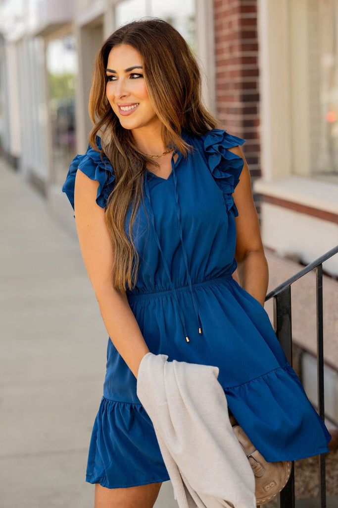 Dual Flutter Tiered Tie Top Dress - Betsey's Boutique Shop -