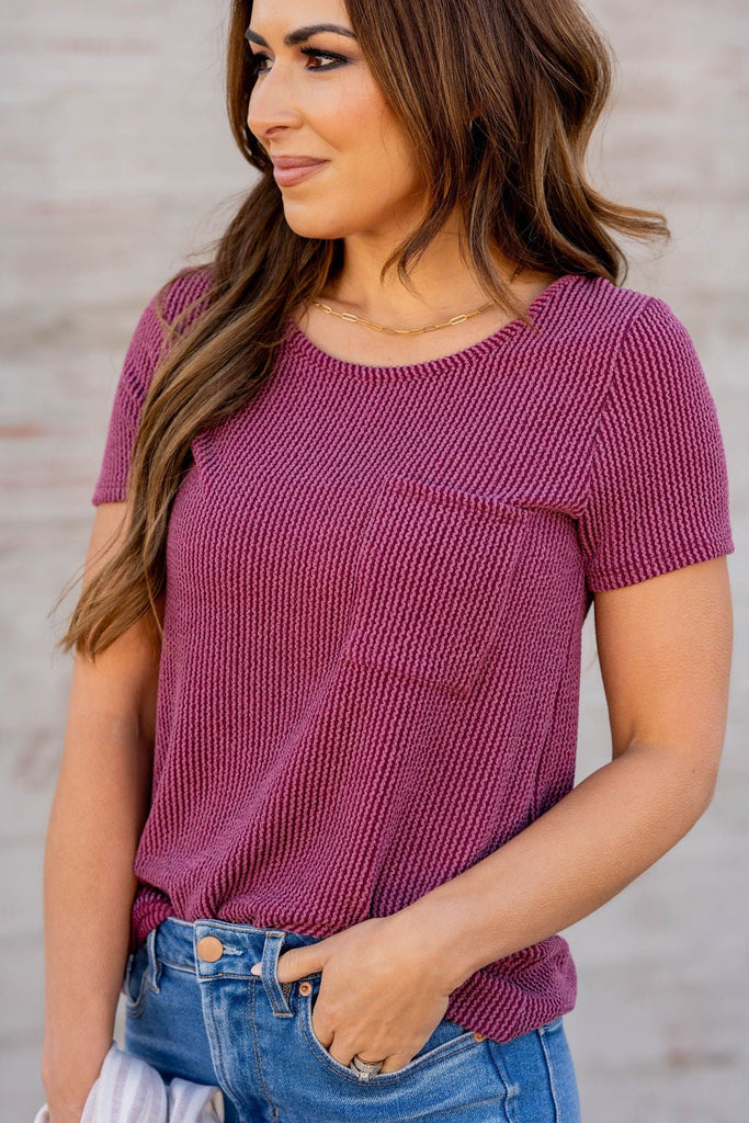 Ribbed Pocket Tee - Betsey's Boutique Shop -