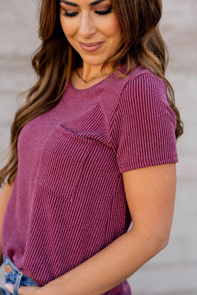 Ribbed Pocket Tee - Betsey's Boutique Shop -